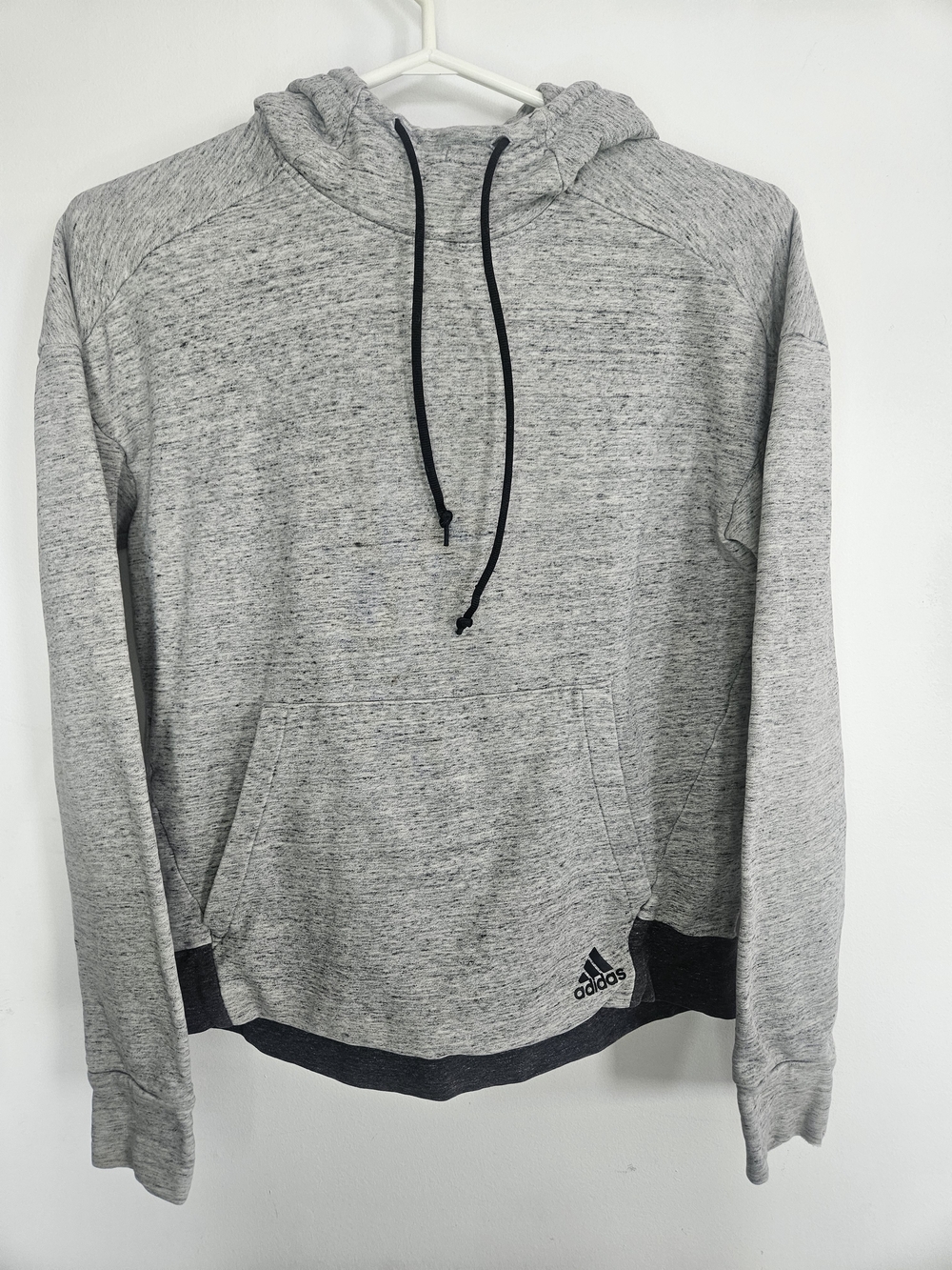 adidas Women's Melange Grey Pullover Hoodie - Curved Droptail Hem - AZ3067 M